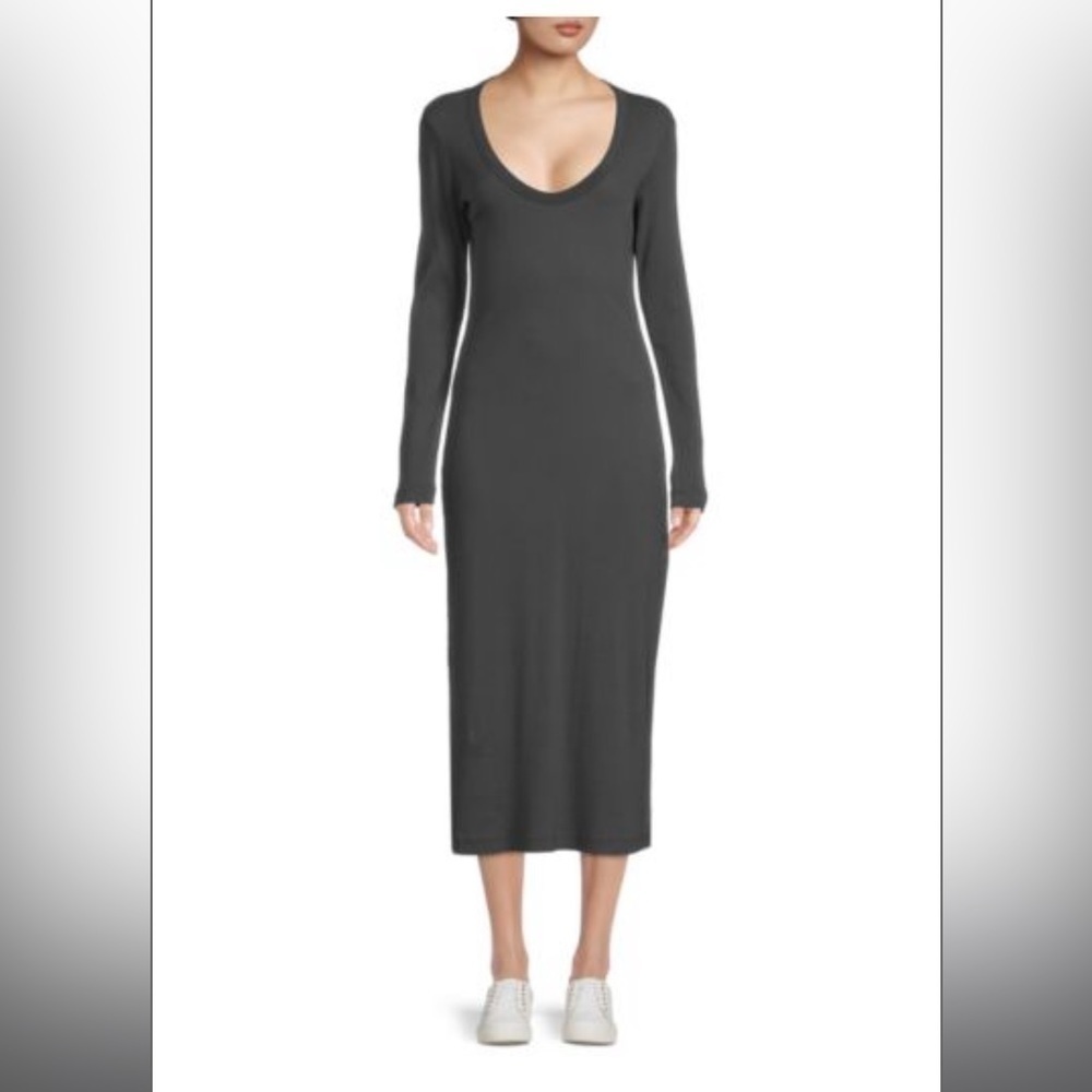 Vero Moda black long sleeve midi dress with side slit size XS